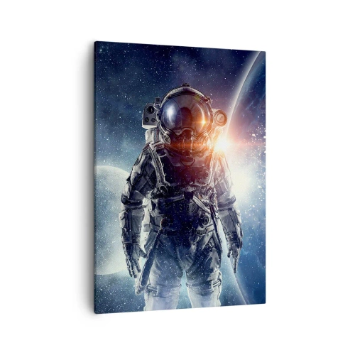 Quadro su tela - Stampe su Tela - Astronauta sullo sfondo dello spazio e del pianeta Terra - 50x70cm - Avventura nello spazio - Decorazione murale moderna per soggiorno e camera da letto ARTTOR