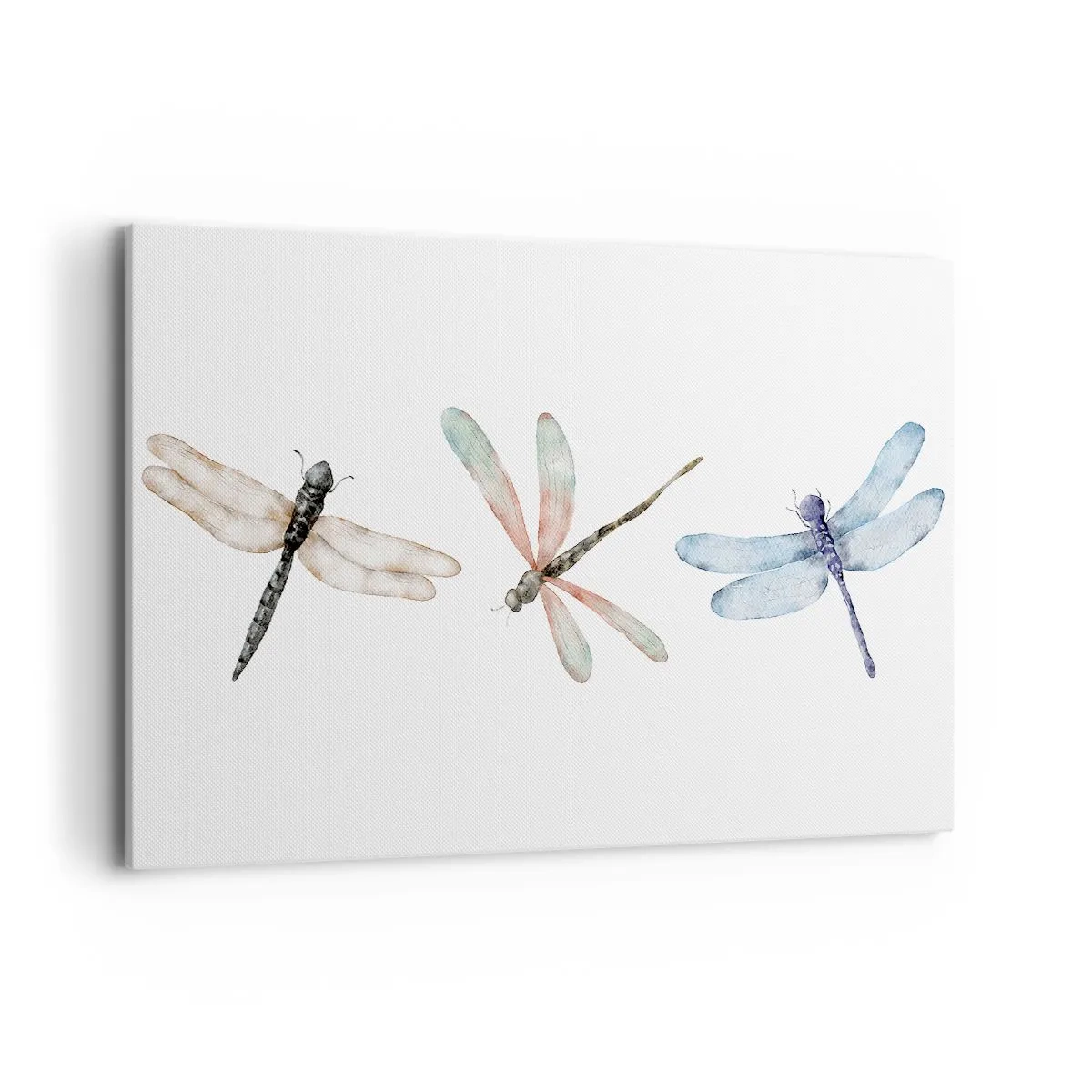 Quadro su tela - Stampe su Tela - Tre libellule dai delicati colori pastello - 100x70cm - Libellule senza peso - Decorazione murale moderna per soggiorno e camera da letto ARTTOR