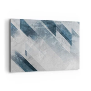 Quadro su tela - Stampe su Tela - Linee astratte in tonalità di grigio e blu - 100x70cm - Composizione spaziale: movimento in grigio - Decorazione murale moderna per soggiorno e camera da letto ARTTOR