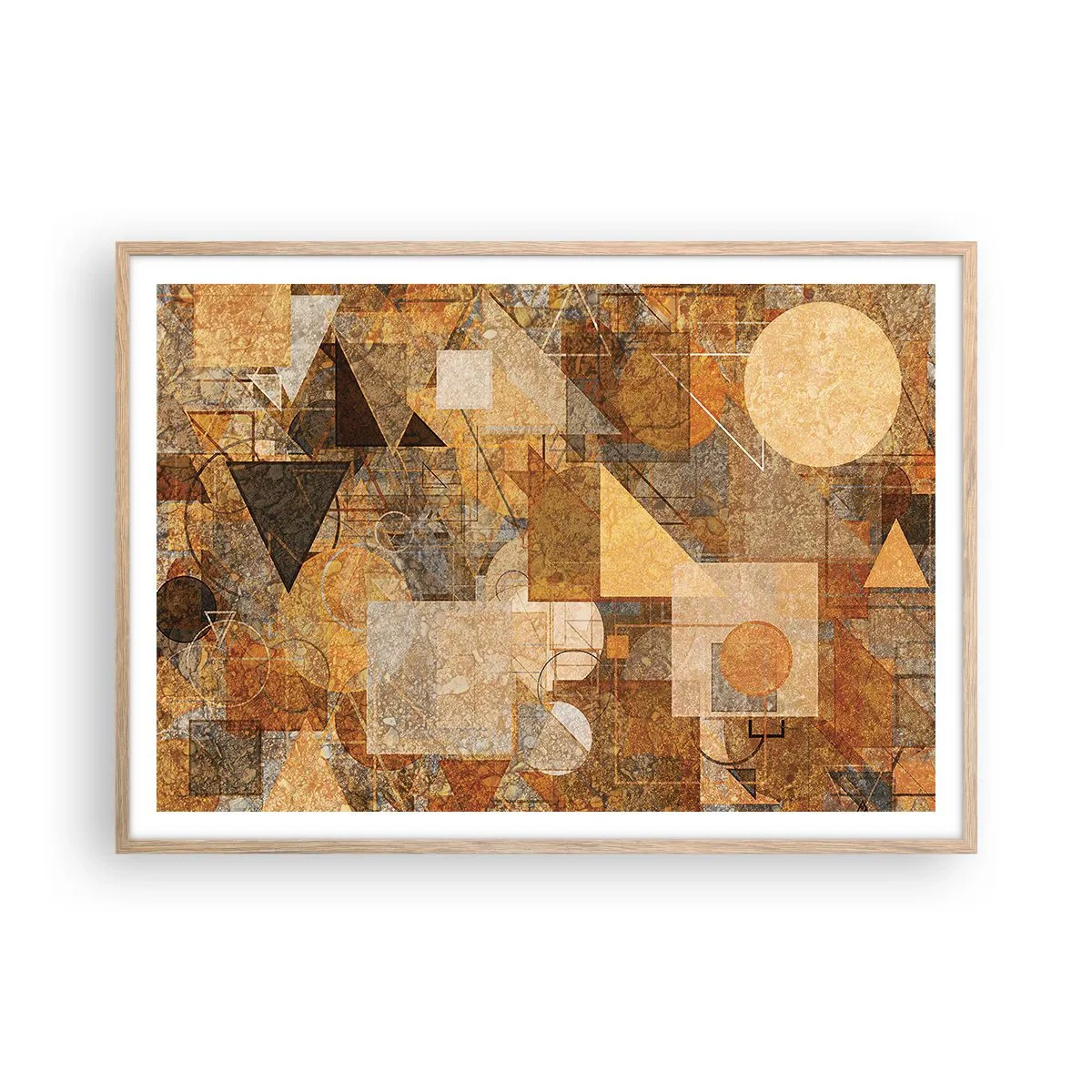 Poster in cornice rovere chiaro - Studio cubista in marrone - 100x70 cm