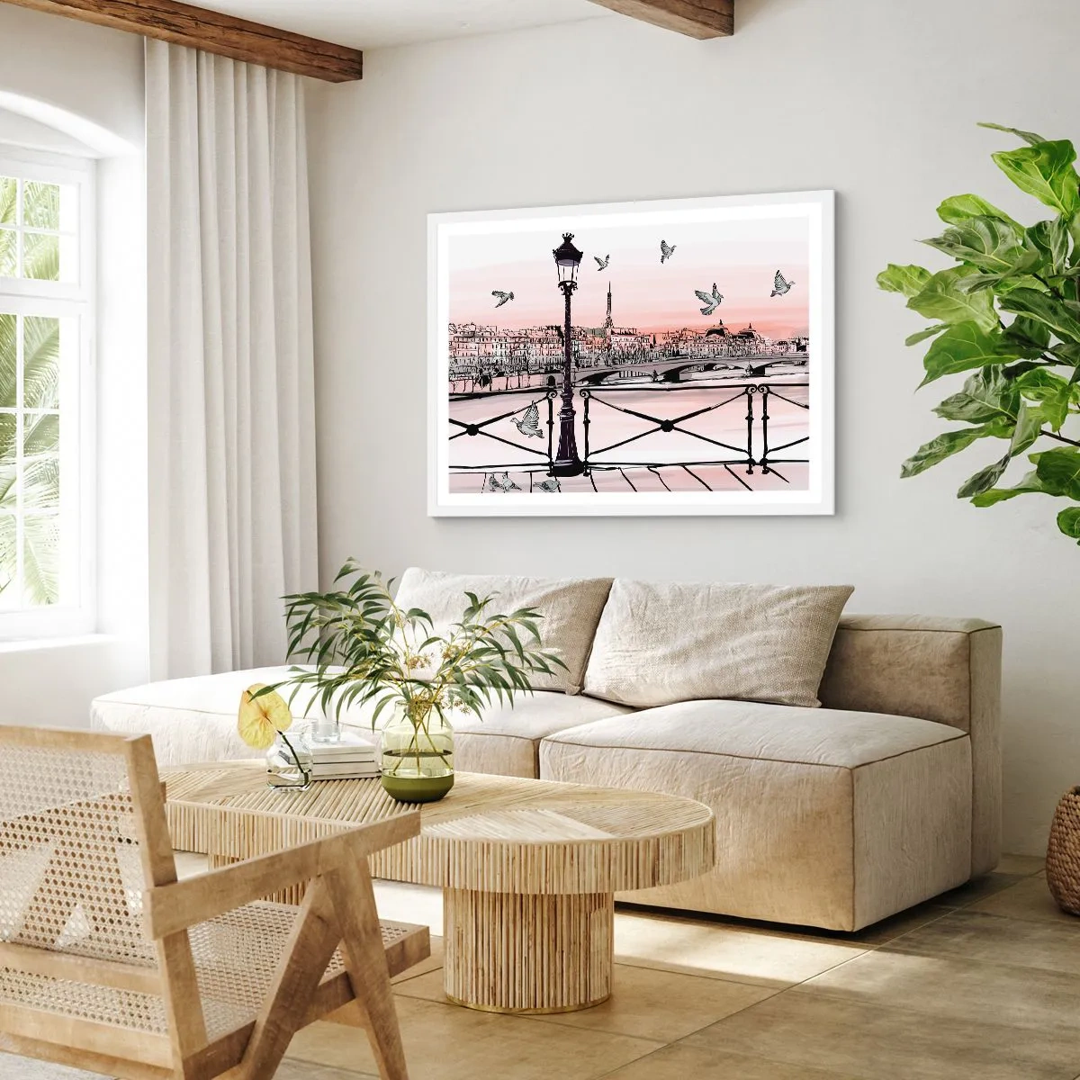 Poster in cornice bianca - Sui tetti di Parigi - 91x61 cm