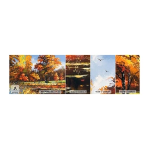 Campione di Fotomurale Adesivo Deluxe Sticker - Paesaggio in oro e marrone - Paesaggio, foresta, Impressionismo - 100x30 cm
