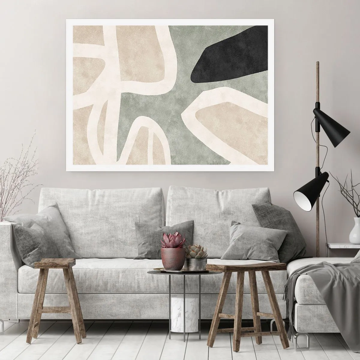 Poster - Composizione con motivi in nero - 50x40 cm