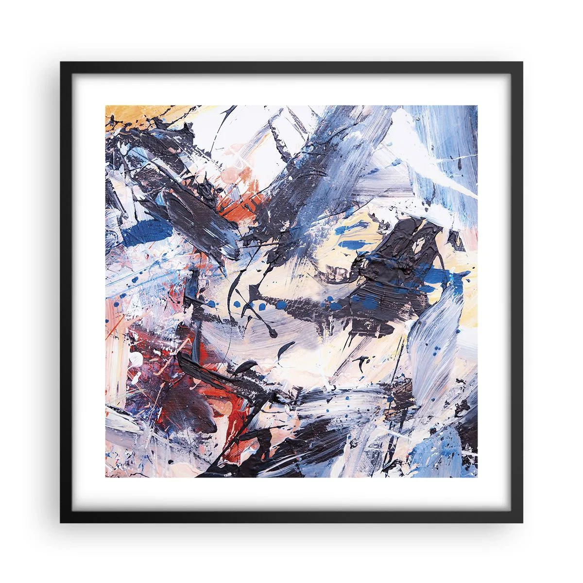 Poster in cornice nera - La danza folle dell'astrazione - 50x50 cm