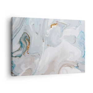 Quadro su tela - Stampe su Tela - Onde astratte nei toni del blu e del bianco - 70x50cm - Bianchi sovrapposti - Decorazione murale moderna per soggiorno e camera da letto ARTTOR