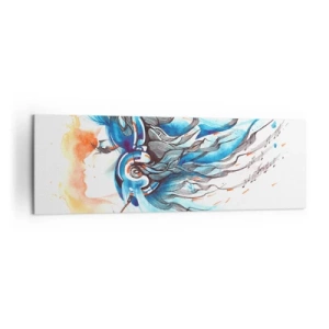 Quadro su tela - Stampe su Tela - Grafica artistica di una donna che indossa cuffie con accenti musicali - 160x50cm - Che suoni la musica - Decorazione murale moderna per soggiorno e camera da letto ARTTOR