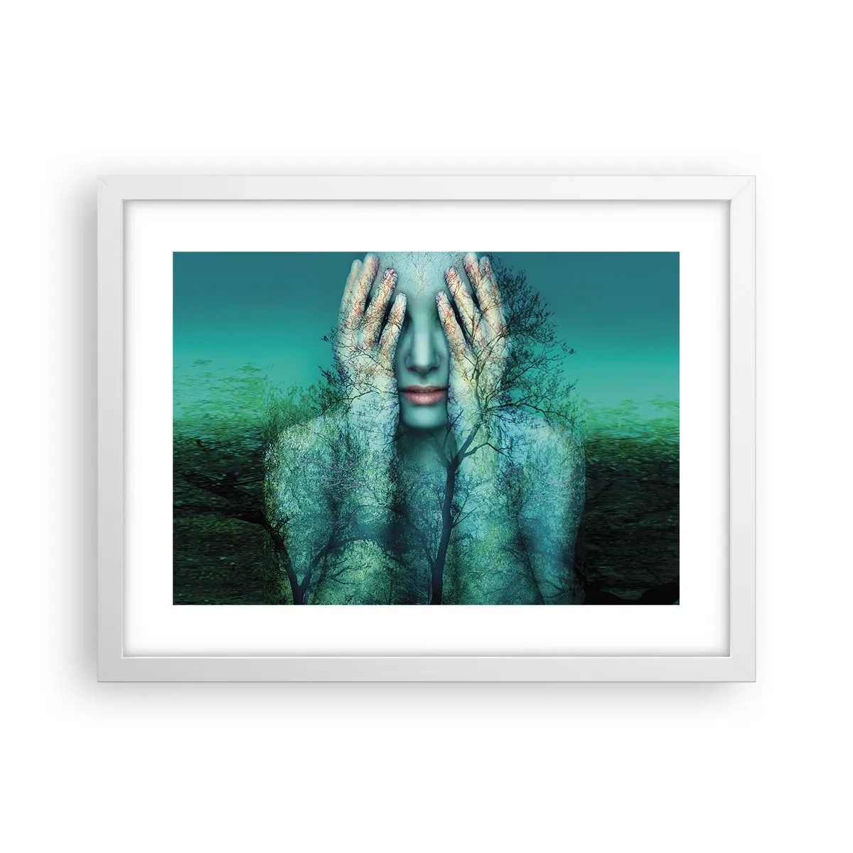 Poster in cornice bianca - Immersa nel blu - 40x30 cm