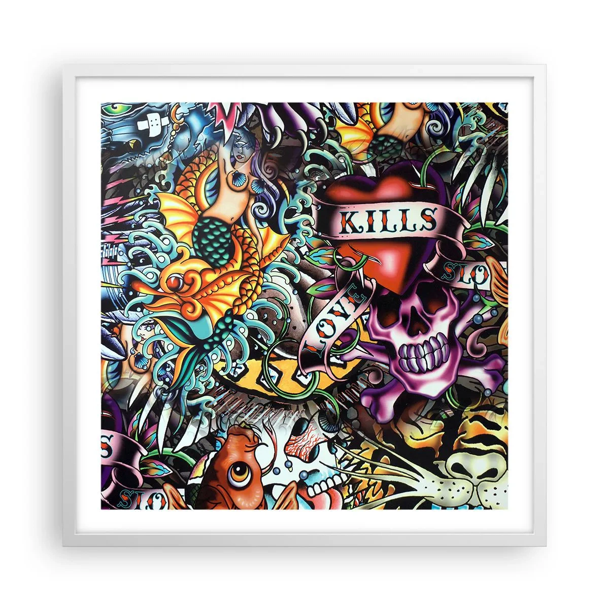 Poster in cornice bianca - Il sogno del tatuatore - 60x60 cm