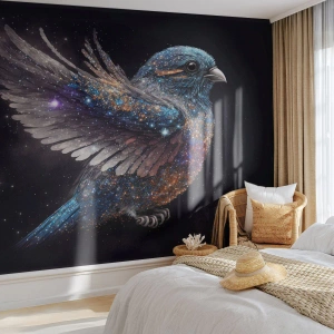 Fotomurali Premium Sand - Passero di diamante - Uccello, Magia, Cosmo - 500x350 cm