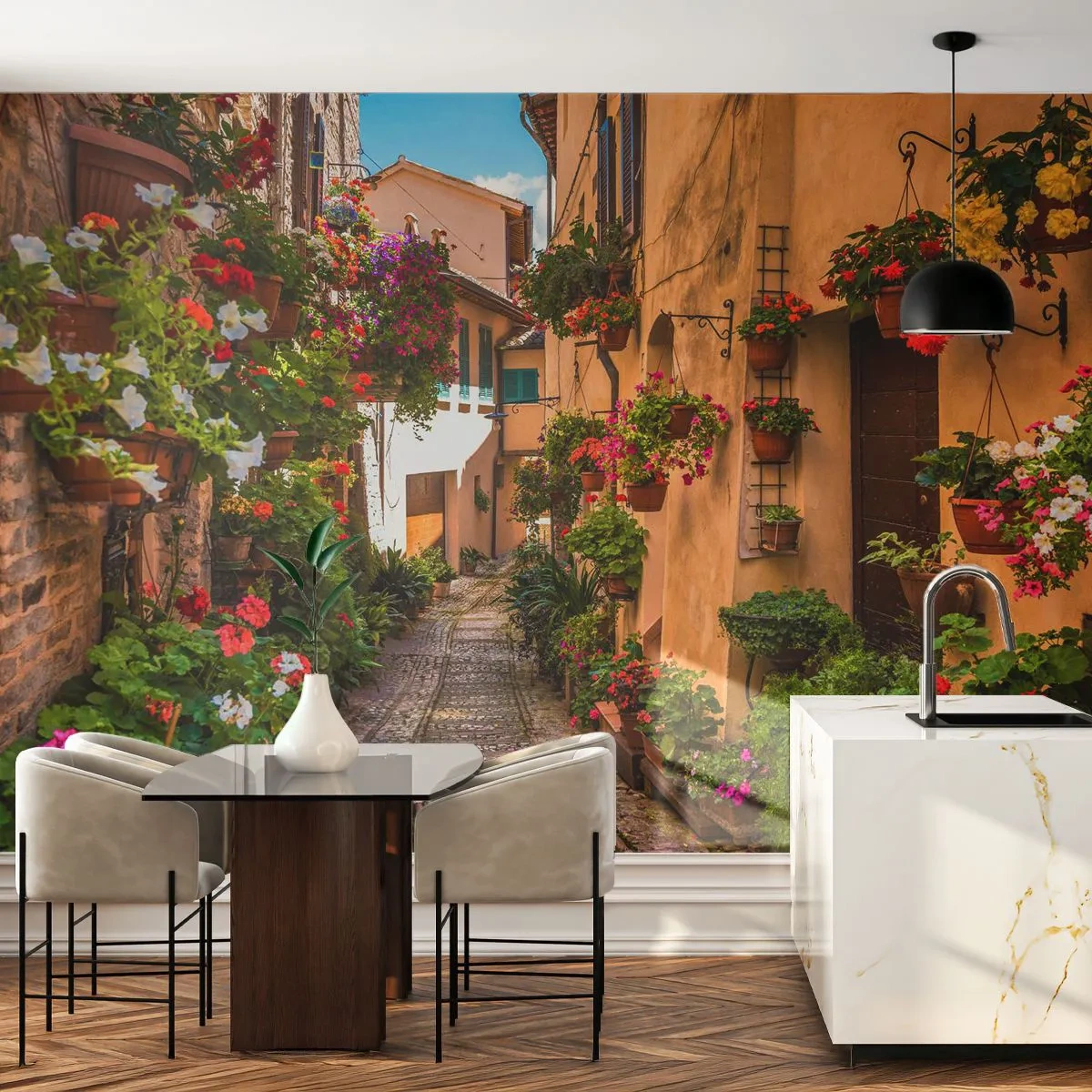 Fotomurali Autoadesivo Deluxe Sticker - Angolo italiano - Città, Fiori, Architettura - 250x175 cm