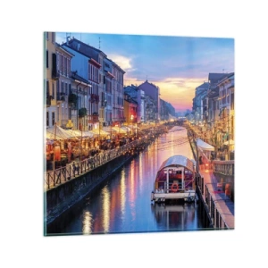 Quadro su vetro - Sera di luce e di divertimento - 70x70 cm