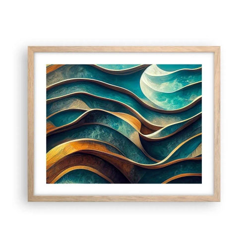 Poster in cornice rovere chiaro - I meandri del blu - 50x40 cm