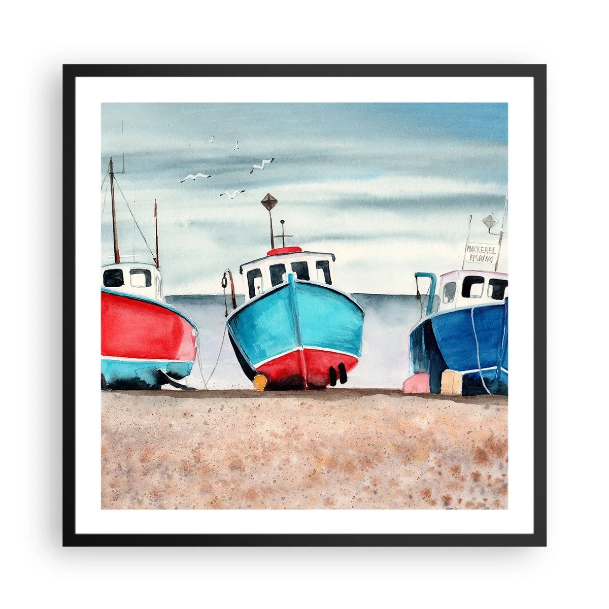 Poster in cornice nera - Pronte alla pesca - 60x60 cm