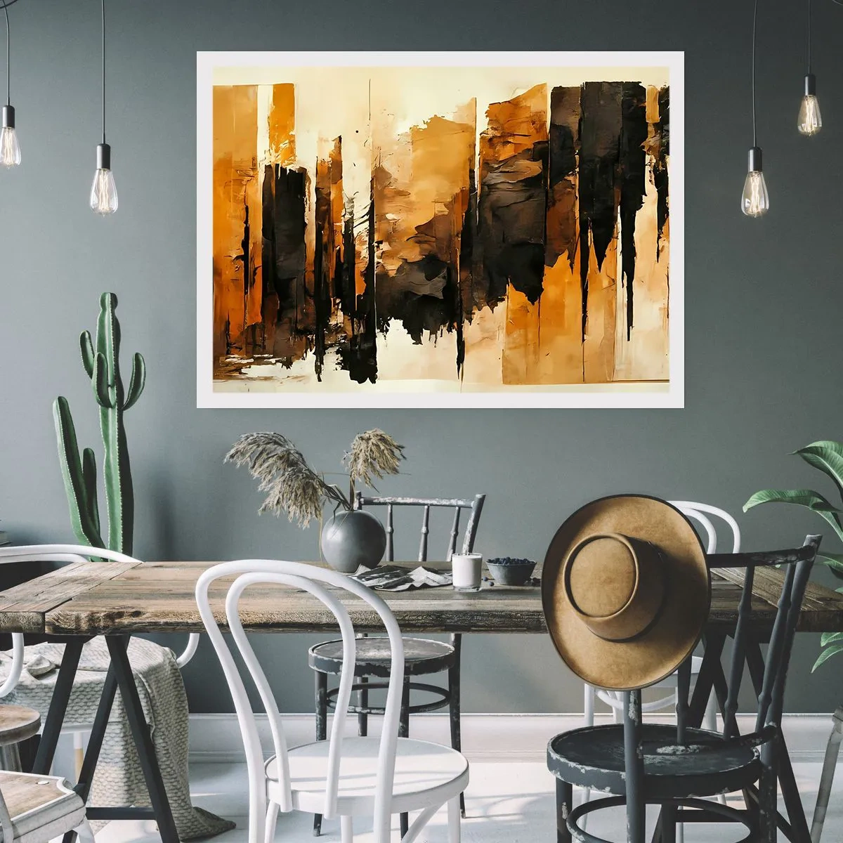 Poster - Armonia di nero e oro - 91x61 cm