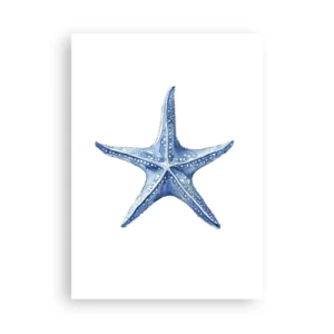 Poster - Stella marina blu su sfondo bianco - 50x70cm - Stella marina - Decorazione murale moderna per soggiorno e camera da letto ARTTOR