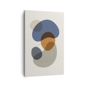 Quadro su tela - Stampe su Tela - Forme astratte colorate nelle tonalità del blu e del marrone - 80x120cm - Gocce di colore - Decorazione murale moderna per soggiorno e camera da letto ARTTOR