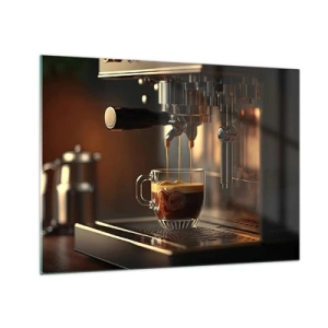 Quadro su vetro - Caffè espresso in un bicchiere con schiuma - 70x50cm - Miscela sensuale - Decorazione murale moderna per soggiorno e camera da letto ARTTOR