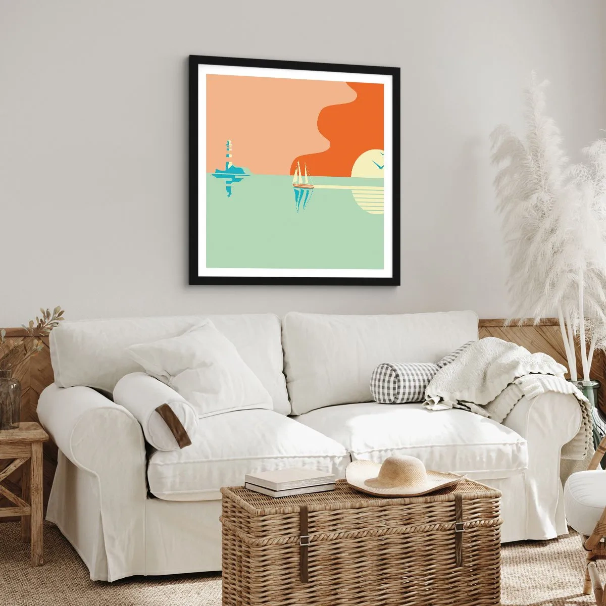 Poster in cornice nera - Ideale paesaggio marittimo - 60x60 cm