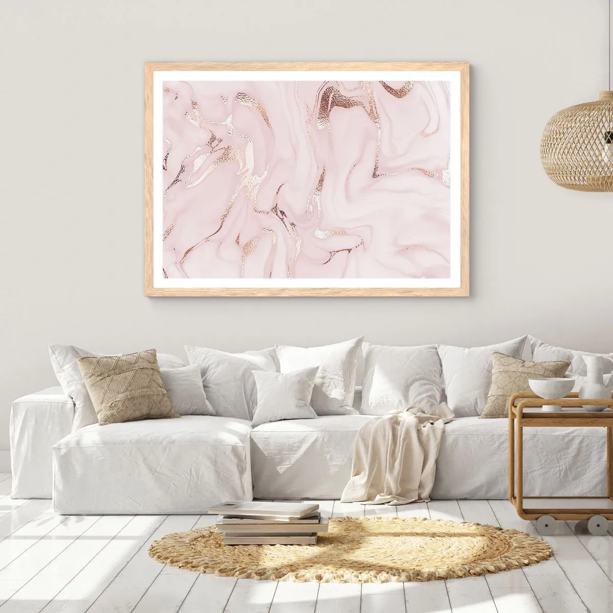 Poster in cornice rovere chiaro - Nella follia rosa - 91x61 cm
