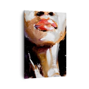 Quadro su tela - Stampe su Tela - Ritratto di una donna in stile pittorico espressivo su uno sfondo scuro - 70x100cm - Orgoglio senza pregiudizio - Decorazione murale moderna per soggiorno e camera da letto ARTTOR