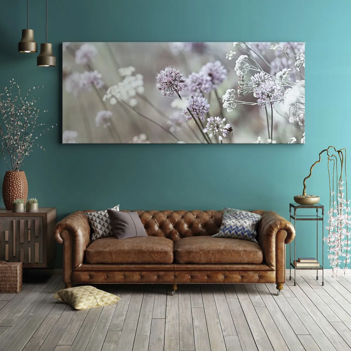 Quadro su tela - Stampe su Tela - Le dolci filigrane delle erbe - 100x40 cm
