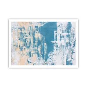 Poster - Composizione astratta nei toni del blu e del bianco - 100x70cm - Attraverso il ghiaccio - Decorazione murale moderna per soggiorno e camera da letto ARTTOR