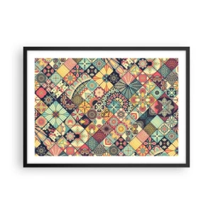 Poster in cornice nera - Motivi geometrici colorati ispirati allo stile marocchino - 70x50cm - L'atmosfera del Marocco - Decorazione murale moderna per soggiorno e camera da letto ARTTOR