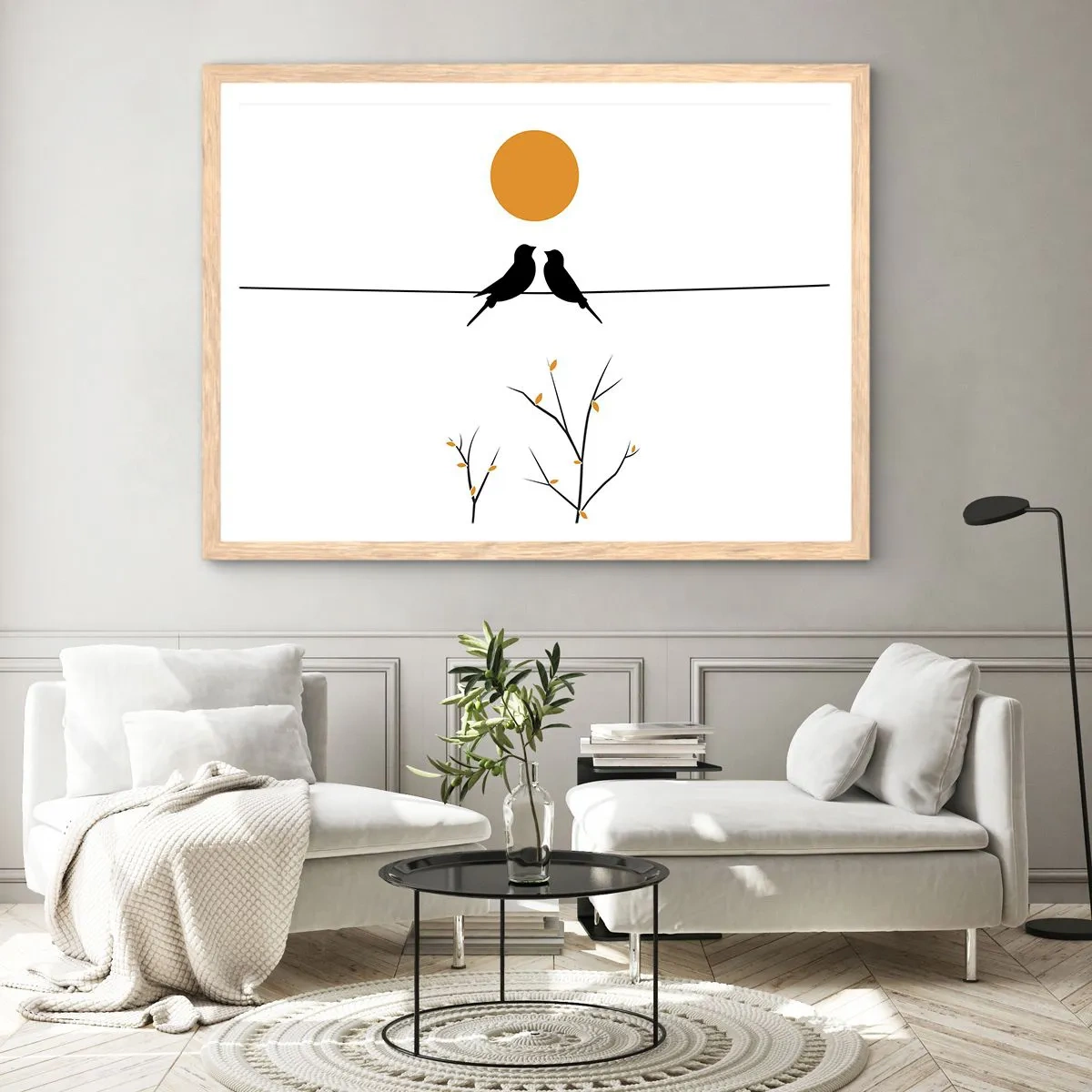 Poster in cornice rovere chiaro - Sera da usignoli - 40x30 cm