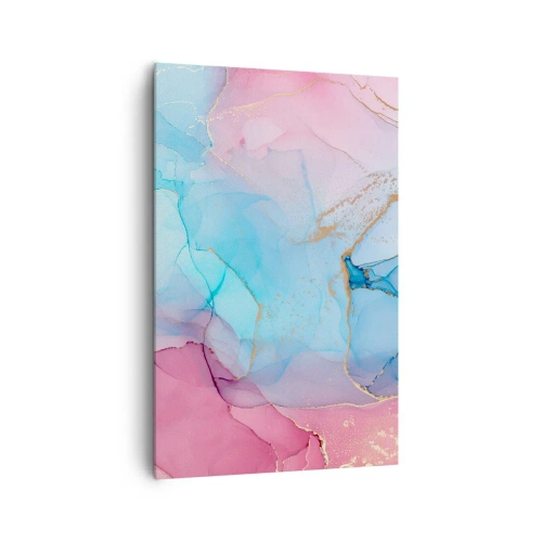 Quadro su tela - Stampe su Tela - Motivi pastello astratti con accenti dorati - 80x120cm - Incontro e compenetrazione - Decorazione murale moderna per soggiorno e camera da letto ARTTOR