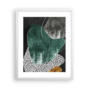 Poster in cornice bianca - Astrazione colorata con petalo d'oro - 40x50 cm