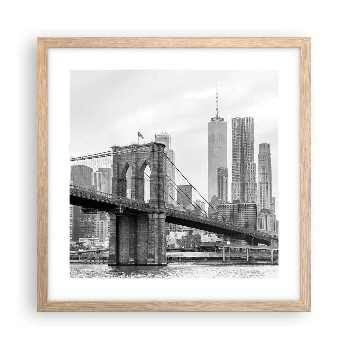 Poster in cornice rovere chiaro - Atmosfera di New York - 40x40 cm