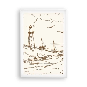 Poster in cornice bianca - Schizzo dei ricordi d'estate - 61x91 cm