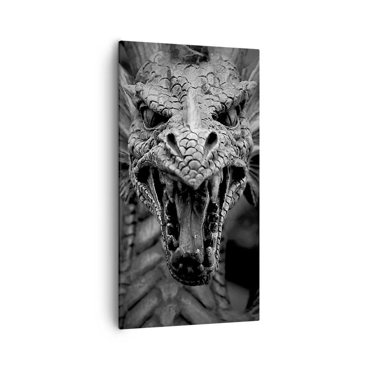Quadro su tela - Stampe su Tela - Drago favoloso in grigio - 55x100 cm