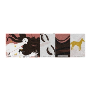 Campione di Fotomurale Premium Sand - Il sogno del cavallo d'oro - Donna, Ritratto, Minimalismo - 100x30 cm