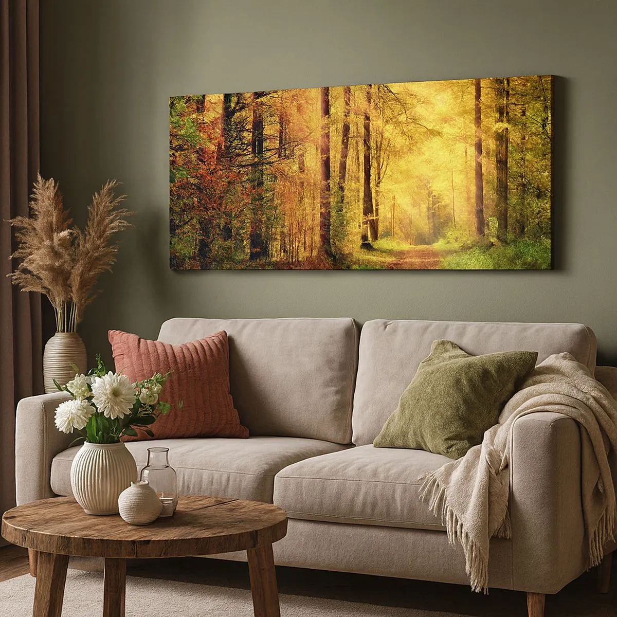 Quadro su tela - Stampe su Tela - Il silenzio d'oro del bosco - 100x40 cm