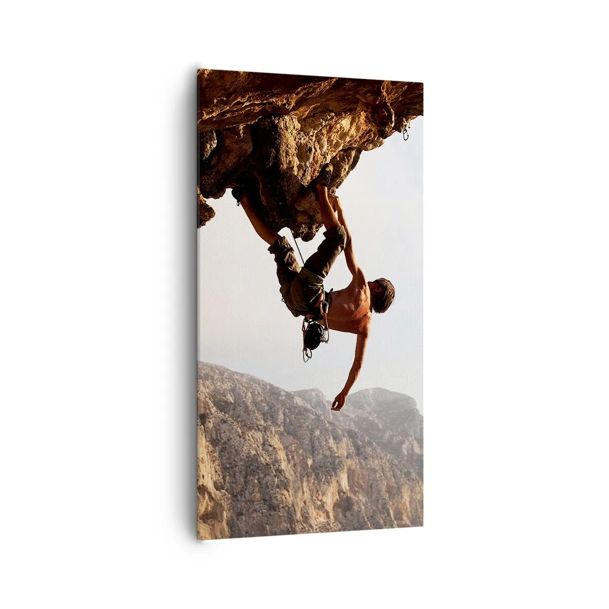 Quadro su tela - Stampe su Tela - Il mondo ristretto in una mano sul bordo del masso - 65x120 cm