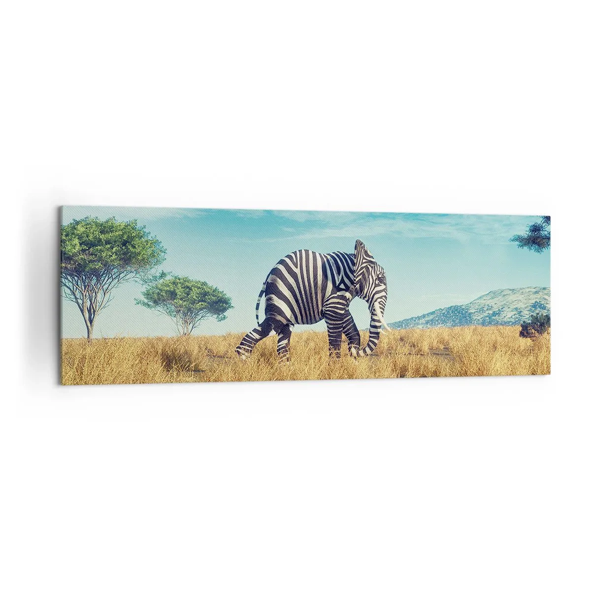 Quadro su tela - Stampe su Tela - Zebra in un paesaggio africano - 160x50cm - Il grigio non è più di moda - Decorazione murale moderna per soggiorno e camera da letto ARTTOR