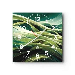 Orologio da parete - Orologio in Vetro - Gioco astratto in verde - 40x40 cm
