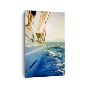 Quadro su tela - Stampe su Tela - Uno yacht in mare aperto con vista sulle onde - 80x120cm - Verso l'avventura - Decorazione murale moderna per soggiorno e camera da letto ARTTOR
