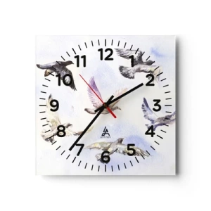 Orologio da parete - Orologio in Vetro - Libertà in grigio e blu - 30x30 cm
