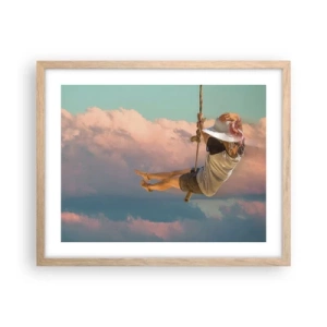 Poster in cornice rovere chiaro - Divertimento tra le nuvole - 50x40 cm