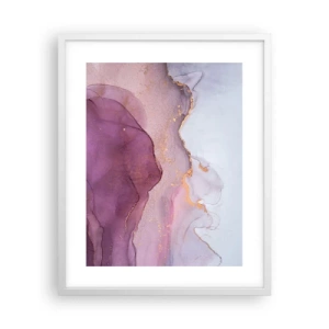 Poster in cornice bianca - Onde di lilla e viola - 40x50 cm