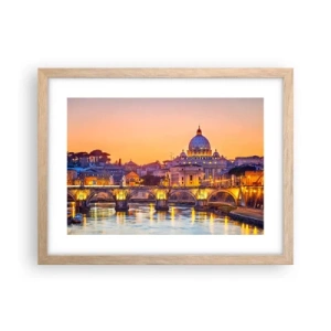 Poster in cornice rovere chiaro - Tramonto sulla Città Eterna - 40x30 cm