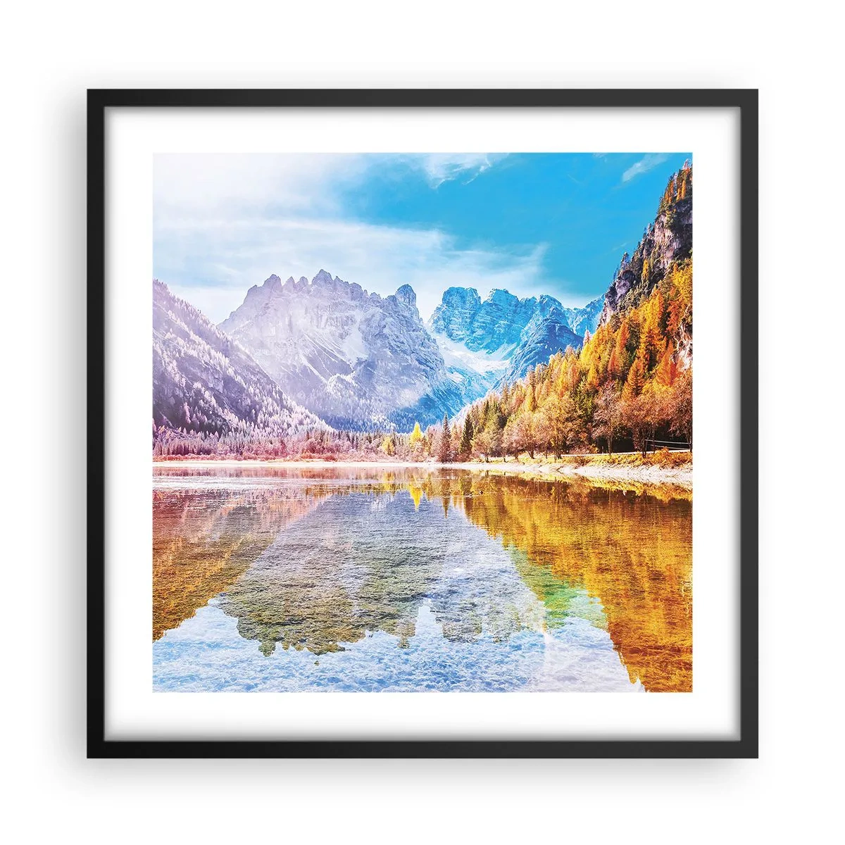 Poster in cornice nera - E nei monti è già autunno - 50x50 cm
