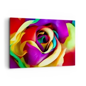 Quadro su tela - Stampe su Tela - Una rosa colorata nelle sfumature dell'arcobaleno - 120x80cm - È impossibile - Decorazione murale moderna per soggiorno e camera da letto ARTTOR