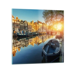 Quadro su vetro - L'alba ad Amsterdam - 30x30 cm