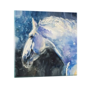 Quadro su vetro - Ritratto in luce blu - 70x70 cm
