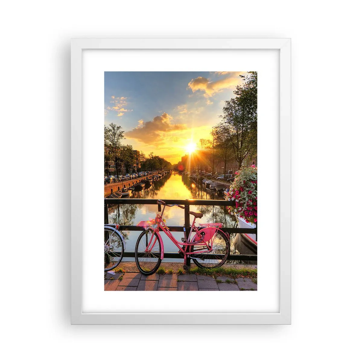 Poster in cornice bianca - Mattino di primavera ad Amsterdam - 30x40 cm