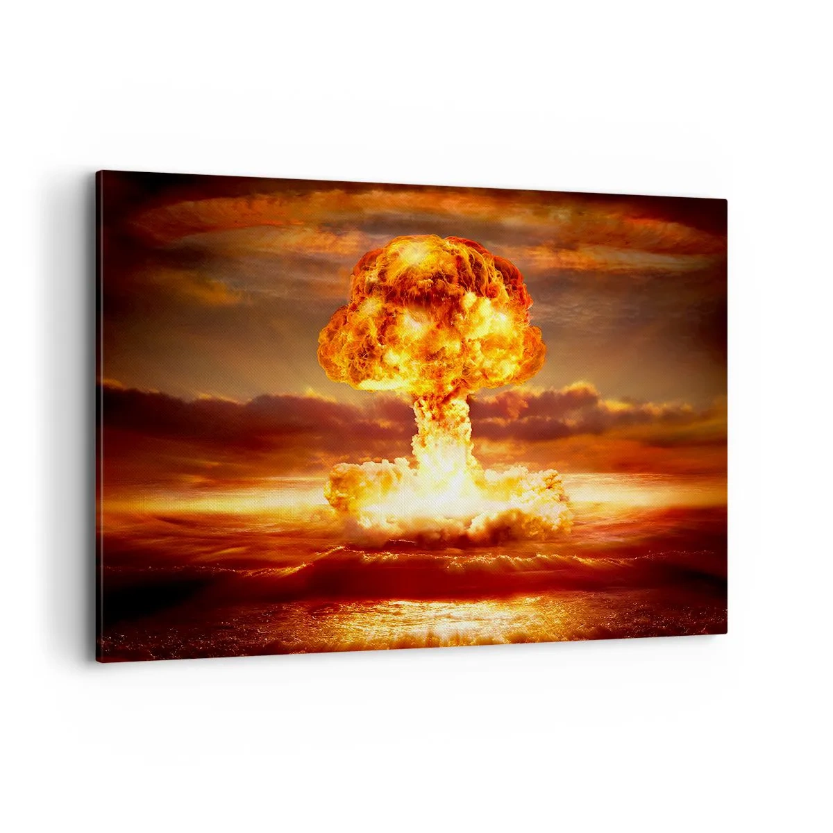 Quadro su tela - Stampe su Tela - Esplosione di una nube a fungo sullo sfondo di un tramonto - 120x80cm - E sarà la fine - Decorazione murale moderna per soggiorno e camera da letto ARTTOR