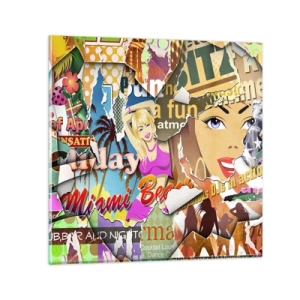 Quadro su vetro - Retrospettiva di vacanza - 30x30 cm